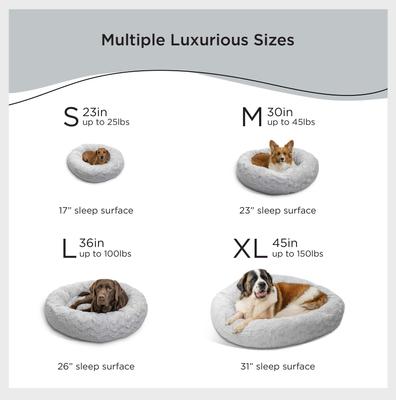Show full view: Best Friends by Sheri Calming Lux Fur Donut Cuddler Bolster Cat & Dog Bed, Grey, Medium slide 4 of 10