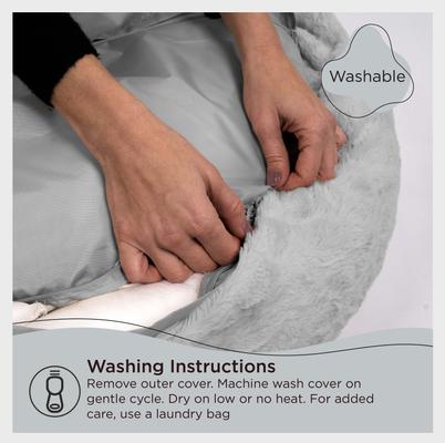 Show full view: Best Friends by Sheri Calming Lux Fur Donut Cuddler Bolster Cat & Dog Bed, Grey, Medium slide 6 of 10