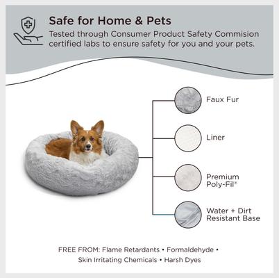 Show full view: Best Friends by Sheri Calming Lux Fur Donut Cuddler Bolster Cat & Dog Bed, Grey, Medium slide 7 of 10