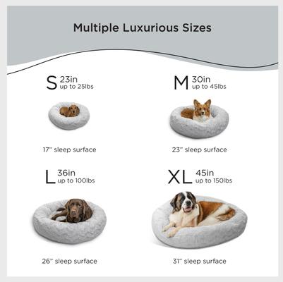 Show full view: Best Friends by Sheri Calming Lux Fur Donut Cuddler Bolster Cat & Dog Bed, Grey, Small slide 4 of 10