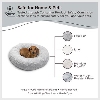 Show full view: Best Friends by Sheri Calming Lux Fur Donut Cuddler Bolster Cat & Dog Bed, Grey, Small slide 7 of 10