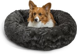 Best Friends by Sheri Calming Lux Fur Donut Cuddler Bolster Cat & Dog Bed, Mink, Medium slide 2 of 8