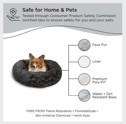 Show full view: Best Friends by Sheri Calming Lux Fur Donut Cuddler Bolster Cat & Dog Bed, Mink, Medium slide 8 of 11