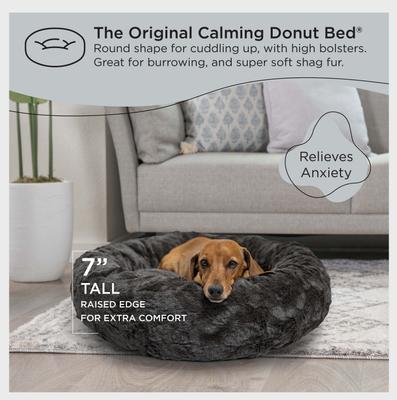 Show full view: Best Friends by Sheri Calming Lux Fur Donut Cuddler Bolster Cat & Dog Bed, Mink, Small slide 5 of 10
