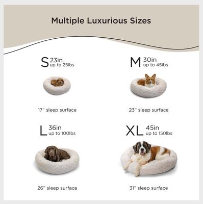 Show full view: Best Friends by Sheri Calming Lux Fur Donut Cuddler Bolster Cat & Dog Bed, Oyster, Medium slide 5 of 11