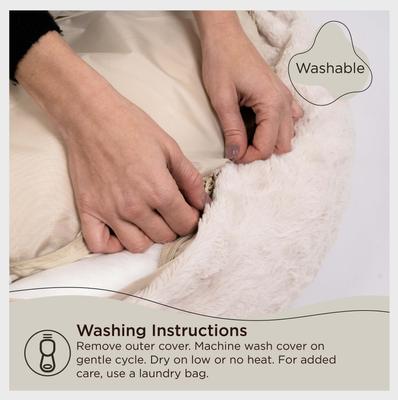 Show full view: Best Friends by Sheri Calming Lux Fur Donut Cuddler Bolster Cat & Dog Bed, Oyster, Medium slide 7 of 11