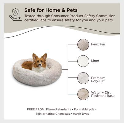 Show full view: Best Friends by Sheri Calming Lux Fur Donut Cuddler Bolster Cat & Dog Bed, Oyster, Medium slide 8 of 11