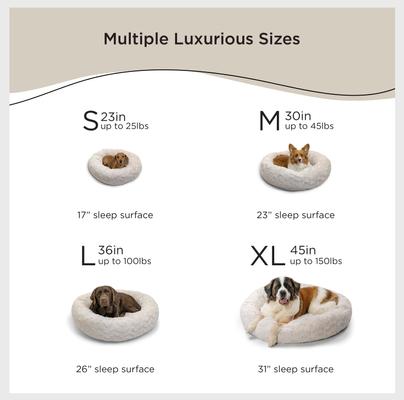 Show full view: Best Friends by Sheri Calming Lux Fur Donut Cuddler Bolster Cat & Dog Bed, Oyster, Small slide 4 of 10