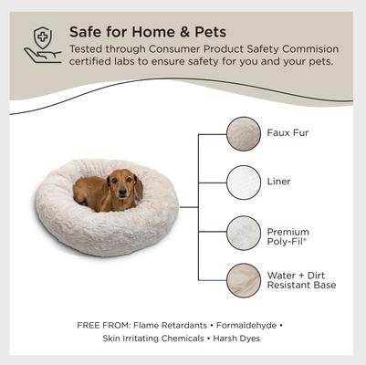 Show full view: Best Friends by Sheri Calming Lux Fur Donut Cuddler Bolster Cat & Dog Bed, Oyster, Small slide 7 of 10