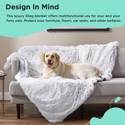 Show full view: Best Friends by Sheri Calming Shag Orthopedic Dog Blanket, Frost slide 5 of 7