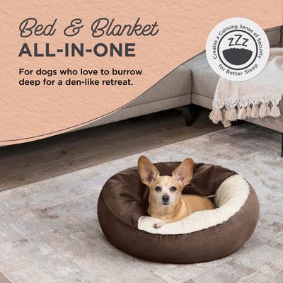 Show full view: Best Friends by Sheri Cozy Cuddler Covered Cat & Dog Bed, Dark Chocolate, Standard slide 2 of 8