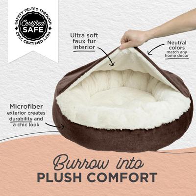 Show full view: Best Friends by Sheri Cozy Cuddler Covered Cat & Dog Bed, Dark Chocolate, Standard slide 3 of 8