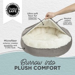 Best Friends by Sheri Cozy Cuddler Covered Cat & Dog Bed, Grey, Standard slide 2 of 7