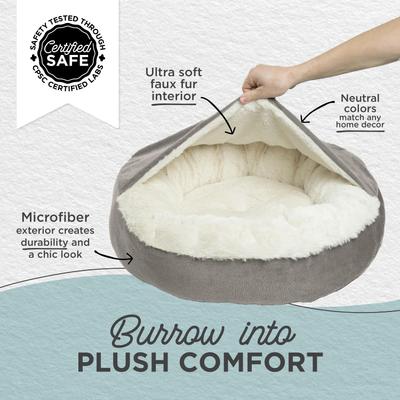 Show full view: Best Friends by Sheri Cozy Cuddler Covered Cat & Dog Bed, Grey, Standard slide 3 of 8