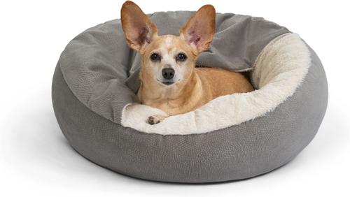 Show full view: Best Friends by Sheri Cozy Cuddler Covered Cat & Dog Bed, Grey, Standard slide 7 of 8
