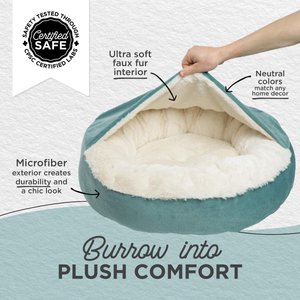 Best Friends by Sheri Cozy Cuddler Covered Cat & Dog Bed, Tide Pool, Standard