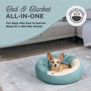 Best Friends by Sheri Cozy Cuddler Covered Cat & Dog Bed, Tide Pool, Standard