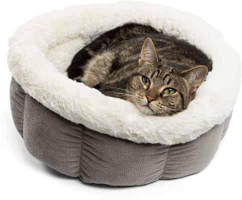 Show full view: Best Friends by Sheri Cuddle Cup Cuddler Bolster Cat & Dog Bed, Grey, Standard slide 6 of 8