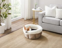 Best Friends by Sheri Cuddle Cup Cuddler Bolster Cat & Dog Bed, Wheat, Jumbo
