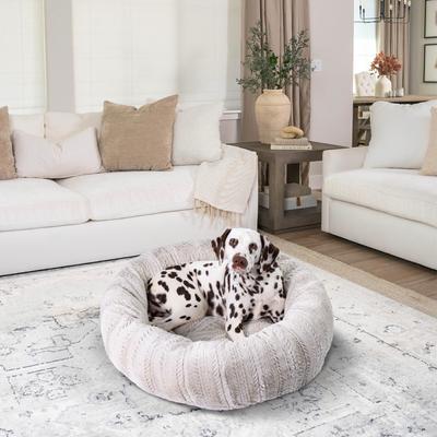 Show full view: Best Friends by Sheri Premium Herringbone Orthopedic Donut Dog & Cat Bed, Off-White, Medium slide 7 of 8
