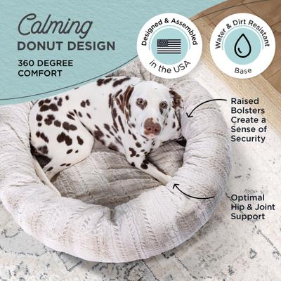Show full view: Best Friends by Sheri Premium Herringbone Orthopedic Donut Dog & Cat Bed, Off-White, Medium slide 4 of 8