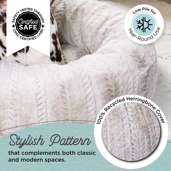 Show full view: Best Friends by Sheri Premium Herringbone Orthopedic Donut Dog & Cat Bed, Off-White, Medium slide 3 of 8