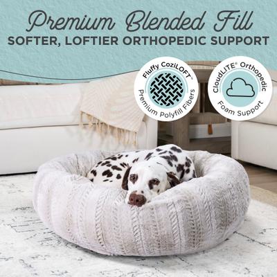 Show full view: Best Friends by Sheri Premium Herringbone Orthopedic Donut Dog & Cat Bed, Off-White, Medium slide 2 of 8