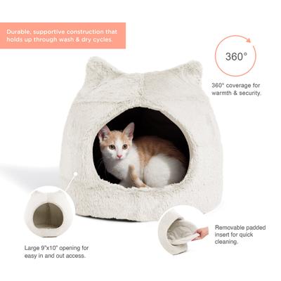 Show full view: Best Friends by Sheri Meow Hut Covered with Water-Resistant Bottom Cat Bed, Standard slide 2 of 6