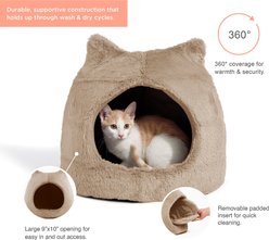 Best Friends by Sheri Meow Hut Covered with Water-Resistant Bottom Cat Bed, Wheat, Standard slide 2 of 4