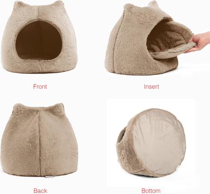 Show full view: Best Friends by Sheri Meow Hut Covered with Water-Resistant Bottom Cat Bed, Wheat, Standard slide 3 of 5