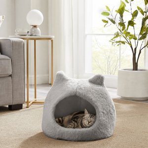 Best Friends by Sheri Meow Hut Covered with Water-Resistant Bottom Cat Bed, Grey, Standard