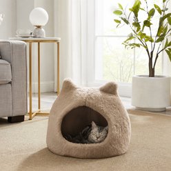 Best Friends by Sheri Meow Hut Covered with Water-Resistant Bottom Cat Bed, Wheat, Standard slide 1 of 4