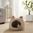 Best Friends by Sheri Meow Hut Covered with Water-Resistant Bottom Cat Bed, Wheat, Standard