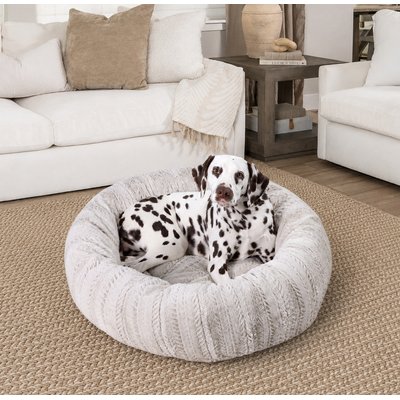 Best Friends by Sheri Best Friends by Sheri Premium Herringbone Orthopedic Donut Dog & Cat Bed, Off-White, Medium