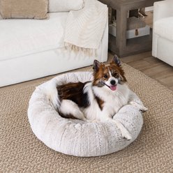 Best Friends by Sheri Premium Herringbone Orthopedic Donut Dog & Cat Bed, Off-White, Small