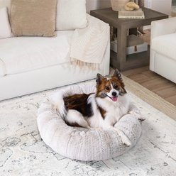 Best Friends by Sheri Premium Herringbone Orthopedic Donut Dog & Cat Bed, Off-White, Small