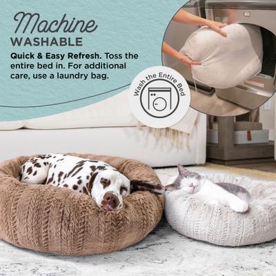 Show full view: Best Friends by Sheri Premium Herringbone Orthopedic Donut Dog & Cat Bed, Off-White, Small slide 6 of 8