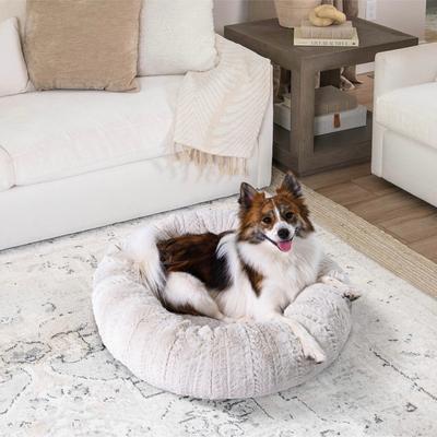 Show full view: Best Friends by Sheri Premium Herringbone Orthopedic Donut Dog & Cat Bed, Off-White, Small slide 7 of 8