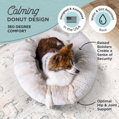 Show full view: Best Friends by Sheri Premium Herringbone Orthopedic Donut Dog & Cat Bed, Off-White, Small slide 4 of 8