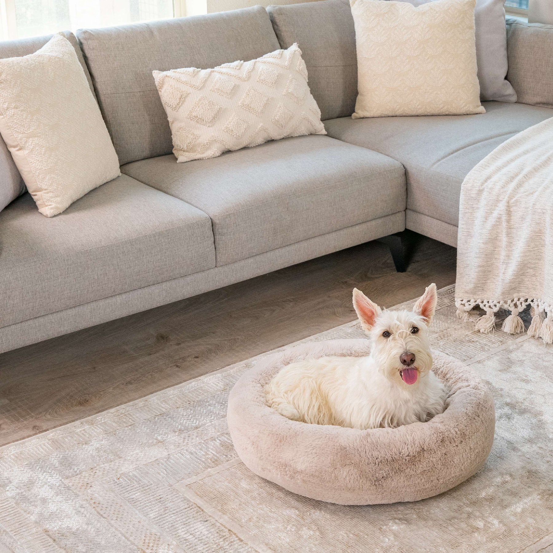 Best Friends by Sheri SnuggleSoft Faux Rabbit Fur Orthopedic Bolster Cat & Dog Bed, Brown, Medium