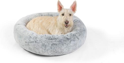 Show full view: Best Friends by Sheri SnuggleSoft Faux Rabbit Fur Orthopedic Bolster Cat & Dog Bed, Gray, Medium slide 7 of 8