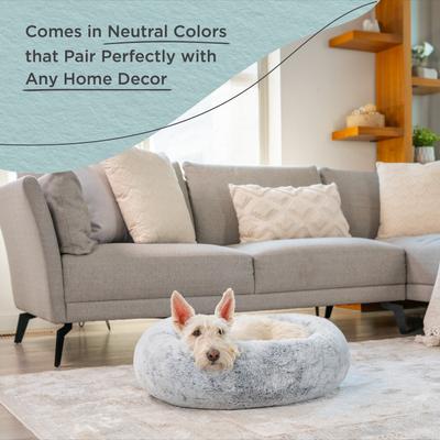 Show full view: Best Friends by Sheri SnuggleSoft Faux Rabbit Fur Orthopedic Bolster Cat & Dog Bed, Gray, Medium slide 6 of 8