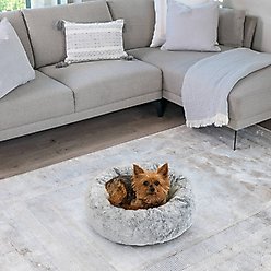 Best Friends by Sheri SnuggleSoft Faux Rabbit Fur Orthopedic Bolster Cat & Dog Bed, Gray, Small