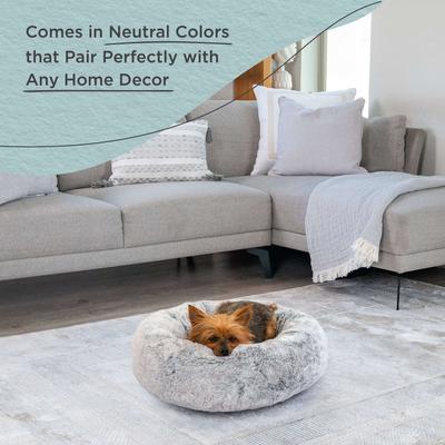 Show full view: Best Friends by Sheri SnuggleSoft Faux Rabbit Fur Orthopedic Bolster Cat & Dog Bed, Gray, Small slide 7 of 9