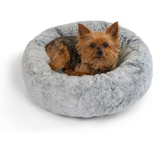 Best Friends by Sheri SnuggleSoft Faux Rabbit Fur Orthopedic Bolster Cat & Dog Bed, Gray, Small