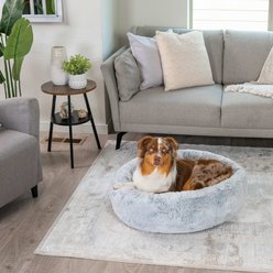 Best Friends by Sheri SnuggleSoft Faux Rabbit Fur Orthopedic Bolster Cat & Dog Bed, Grey, Large