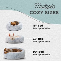 Best Friends by Sheri SnuggleSoft Faux Rabbit Fur Orthopedic Bolster Cat & Dog Bed, Grey, Large slide 2 of 7