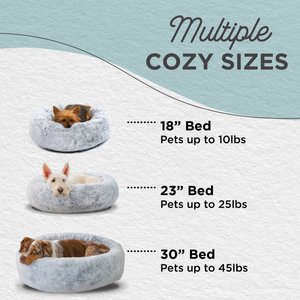 Best Friends by Sheri SnuggleSoft Faux Rabbit Fur Orthopedic Bolster Cat & Dog Bed, Grey, Large