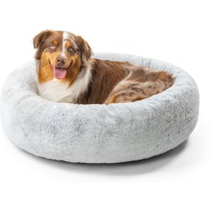 Best Friends by Sheri SnuggleSoft Faux Rabbit Fur Orthopedic Bolster Cat & Dog Bed, Grey, Large