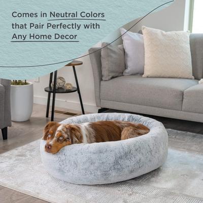 Show full view: Best Friends by Sheri SnuggleSoft Faux Rabbit Fur Orthopedic Bolster Cat & Dog Bed, Grey, Large slide 6 of 8